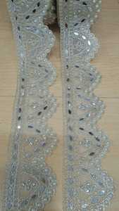 Custom Made in Scalaping Designed Machine Embroidered Ribbons in Abstract Designs & in Two <b>Colours</b> for Wedding Dresses. - Product Image 2