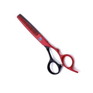Ciseaux amincissants pour cheveux de coiffeur rouge et noir avec lames tranchantes durables Ciseaux amincissants pour cheveux antidérapants 6.5" - Product Image 1