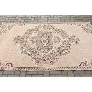 Tapis vintage, tapis turc de 4,5 x 8,3 pieds, tapis uni rose brun - Product Image 2