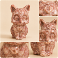 Figurine de chat Luna en cristal, statue de chat sculptée en pierre précieuse naturelle, cadeau mignon pour les amoureux des chats et les collectionneurs