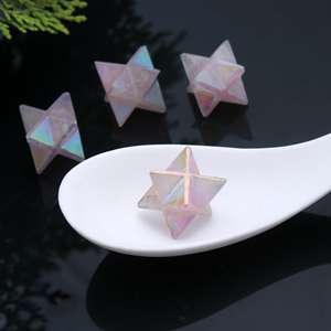 Boucles d'oreilles en cristal améthyste merkaba, étoile lune et étoile, obsidienne noire anti-boursouflure, cristal merkaba-de-plata obsidienne 925 - Product Image 4