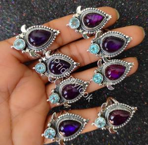 Anillos finos de Plata de Ley 925 al por mayor para mujer anillos de labradorita púrpura originales conjunto de joyas de piedras preciosas precio de fábrica joyería - Product Image 2