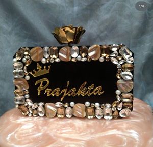 RECTANGLE FORME DÉCORATIVE BORDER COULEUR ROSE CLAIR Pochette pour femme - Product Image 6