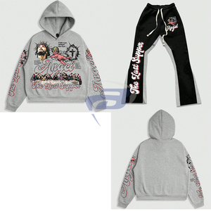 ชุดวอร์มผู้ชายแบบ unisex สำหรับฤดูหนาว มีฮู้ด ลายพิมพ์แองเจิล  ชุดฟลีซแบบมีกราฟิกสั่งทำได้  ชุดลำลองแนวสตรีทแวร์ ชุดกีฬา ชุดจ็อกเกอร์ - Product Image 2