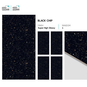 Azulejos de Porcelana con Acabado Super Negro de Alto Brillo, 600x1200 mm, Solución Elegante para Pisos de Interiores de Lujo - Product Image 1