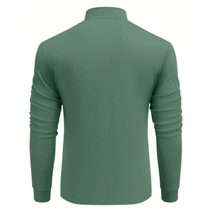 เสื้อโปโลมีซิปสำหรับผู้ชาย, เสื้อโปโลผ้าฝ้าย100% เสื้อโปโลคอกลมแขนยาวดีไซน์220GSM ออกแบบได้ตามที่ต้องการ - Product Image 2