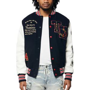 Venta al por mayor de chaquetas universitarias para hombre con logotipo personalizado Bomber Letterman College chaquetas universitarias de talla grande chaquetas universitarias de béisbol para hombre - Product Image 1