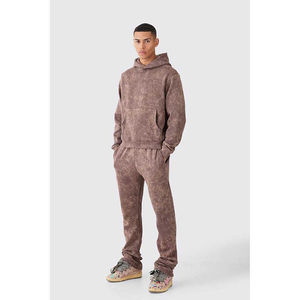 Vente chaude hommes lavé à l'acide survêtement nouvelle mode Street Wear respirant coton matériel solide motif accepter les services OEM - Product Image 4