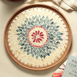 Plateau de service en rotin fait à la main ou plateau en canne ou bambou à un prix raisonnable Décoration d'intérieur moderne au design unique - Product Image 2