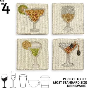 Best Theme Design Glass <b>Beads</b> Bar <b>Coaster</b> Best for Parties and Other Functions Tableware Decorative Design Bar <b>Coaster</b> - Product Image 5