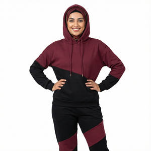 Sudaderas con Capucha de Moda Premium para Mujer, Ropa Casual Urbana, Bloques de Color, Sudadera con Capucha de Marca Personalizada, Hombros Caídos, Felpa, Precio al por Mayor - Product Image 1