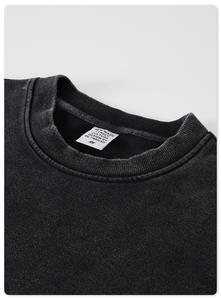 Sudadera de cuello redondo para hombre lavada Vintage, sudadera de alta calidad de 440gsm, jersey de gran tamaño en blanco de 440 Gsm - Product Image 2