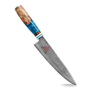 Cuchillos de chef personalizables de la mejor calidad, hoja de acero de Damasco para cocina, cuchillo colorido con mango de madera para el hogar - Product Image 2