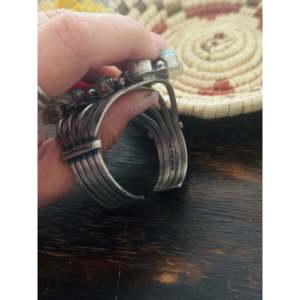Mark Yazzie Fashion <b>Cuff</b> <b>Bracelet</b> Mixed Turquoise & Sterling <b>Silver</b> Cluster Design - Product Image 5