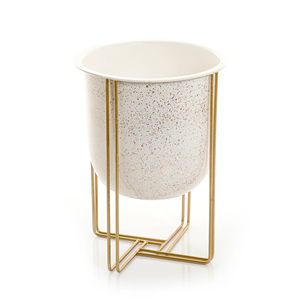 Macetas de lujo para decoración de jardín y hogar, macetas de flores hechas a mano con acabado blanco y dorado a un precio económico - Product Image 5