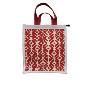Sac de courses en jute à motif floral, réutilisable, avec fermeture éclair et poignées, pour le transport et le stockage des produits alimentaires - Product Image 4