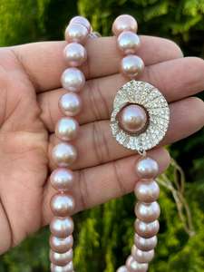 ชุดต่างหูสร้อยคอไข่มุกน้ำจืดธรรมชาติ925เงินสเตอร์ลิงปรับได้ด้ายเกรด AAA มอยส์ซอไนต์เน้นเป็นของขวัญสำหรับเจ้าสาว - Product Image 4