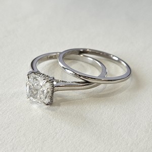 925 argent de qualité supérieure taille coussin bague en diamant personnalisé 14k or blanc bague en diamant bague de mariage en diamant pour les femmes - Product Image 4