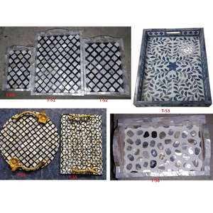 Plateau de service rectangulaire 100 % fait main en bois massif et ABS, design personnalisé, écologique, compatible lave-vaisselle, pour restaurants et mariages - Product Image 6