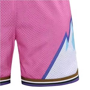 Custom <b>Pink</b> Graphic Basketball <b>Shorts</b> Mesh Fabric Streetwear Sports <b>Shorts</b> with Drawstring Elastic Waist Mountain Design - Product Image 6