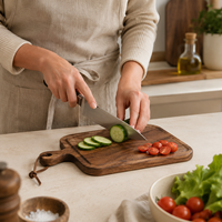 Schneidebrett aus Natürlichem Sapele-Holz Serviertablett mit Aufhängeloch für Brot, Käse, Obst und Partys