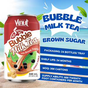 Alta calidad 330ml VINUT Jugo de melocotón Burbuja Leche Té Perlas Lata (enlatada) Bebida sin azúcar Etiqueta privada Fabricante de Vietnam - Product Image 5