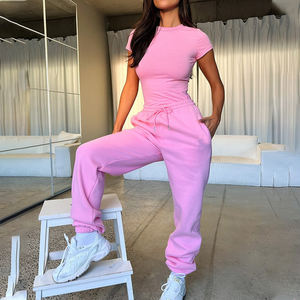 Conjunto Deportivo de Verano para Mujer, Personalizado con Logotipo de Fábrica, 2 Piezas: Camiseta Corta de Manga Corta y Pantalones - Product Image 2