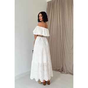 White Off-Shoulder Broderie Anglaise <b>Dress</b> - White - Product Image 4