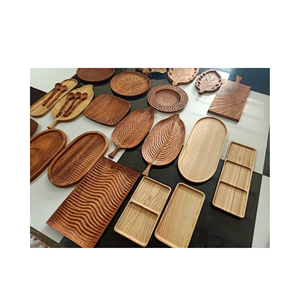 Plateau en bois vente en gros vente chaude pour le thé café fruits dessert gâteau collation bonbon eau Plateau en bois rond pour un usage quotidien - Product Image 4