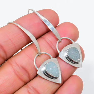 Pendientes colgantes de gota de piedras preciosas hechos a mano de Plata de Ley 925 de ágata de titanio de la mejor calidad, hermosos pendientes de plata, precio al por mayor - Product Image 3