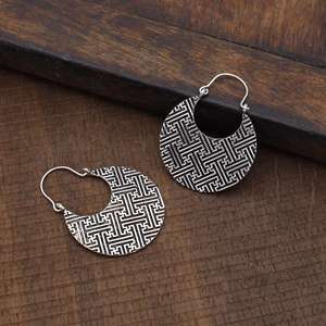 ขายดีที่สุด925เงินสเตอร์ลิงต่างหูห่วงชาติพันธุ์สลักลายแมนดาลาสำหรับผู้หญิงเครื่องประดับแฟชั่นงานแต่งงานอินเทรนด์ขายส่งขนาดใหญ่ - Product Image 5