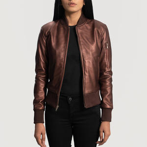 Reida Blouson bombardier en cuir bordeaux de haute qualité pour femme, tissu en coton respirant et à la mode de dernière conception pour la saison d'automne - Product Image 4