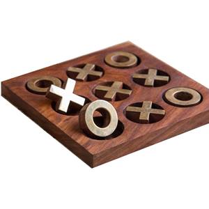 Tablero de juego de madera de estilo Vintage Tic Tac Toe hecho a mano portátil ecológico duradero juego de mesa decorativa para la noche de juegos familiares - Product Image 3