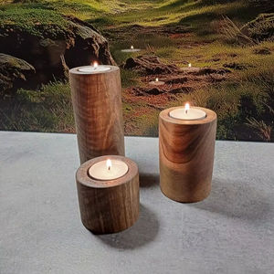 Portavelas de Madera Minimalista Moderno - Marca Privada para Marcas de Decoración del Hogar, único, frasco para velas - Product Image 1