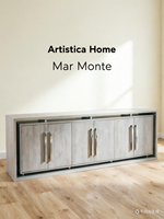 Collection Mar Monte : Console multimédia extra longue à cadre flottant, finition bois flotté doux