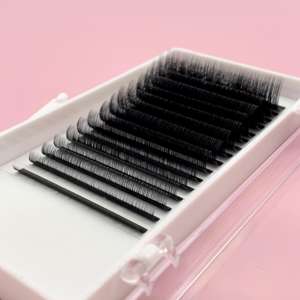 Venta al por mayor de pestañas de fibra PBT ultra oscuro Volumen de pestañas clásicas paquete en bandeja hecho a mano por fabricante vietnamita personalización - Product Image 2