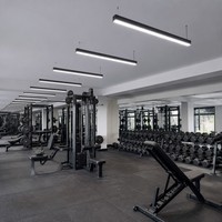 Luminaire suspendu linéaire LED en aluminium pour salle de sport et fitness, 1200 mm, 6000K, intensité variable, pour plafond de salle