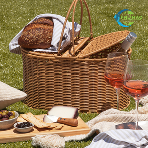 CESTA DE RATÁN clásica hecha a mano, CESTA DE PICNIC con tapa para un fácil transporte y almacenamiento compacto, excursiones ligeras de un día - Product Image 4