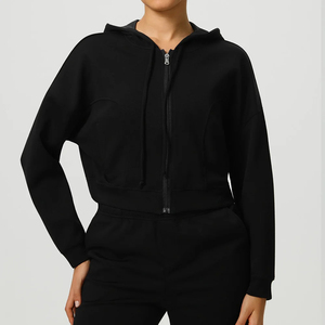 Chaqueta de entrenamiento de gimnasio con capucha para mujer con cremallera de manga larga Fitness Yoga Sports Coat para correr y ciclismo Conjuntos de yoga - Product Image 5