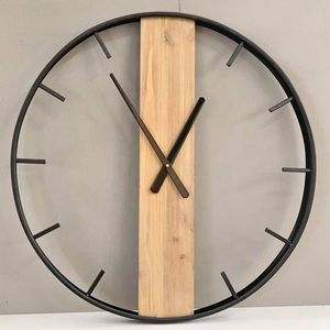 Indian Exporter Natural Wood <b>Clock</b> with Iron Frame Designer <b>Wall</b> <b>Clock</b> <b>for</b> Artistic <b>Room</b> Styling from India - Product Image 3