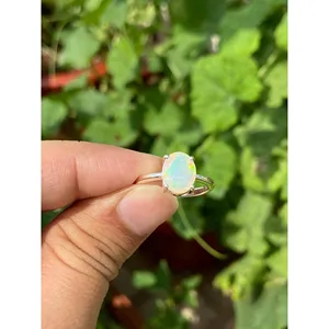 Bague vintage en opale naturelle, argent sterling 925, faite à la main, style antique, bague en pierres précieuses, fournisseur de bijoux en gros - Product Image 2