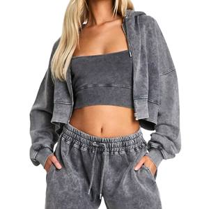 Cropped Pullover Sweatshirt Crop <b>Top</b> Hoodie Factory Custom <b>Women</b> Sportswear Apparel Fitness Yoga Cotton <b>Fleece</b> Gym Hooded Jogger - Product Image 6