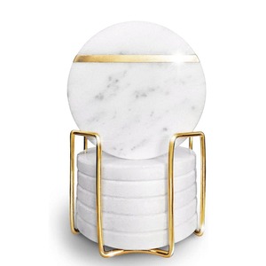 Sous-verres incrustés de marbre de luxe d'approvisionnement direct d'usine pour café/Tables à manger ensembles de vaisselle peints à la main inde écologique - Product Image 3