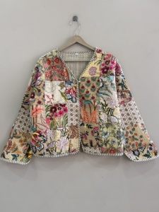 Chaqueta Acolchada de Algodón, Estilo Vintage, Patchwork, Hecha a Mano, Tela Suave - Product Image 2