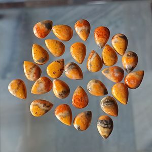 Bumble <b>Bee</b> Jasper Cabochon Natural Opal Orange 7x10mm Loose Gemstone Oval Pear Shape Calibrated Jewelry Bulk Supply - Product Image 4
