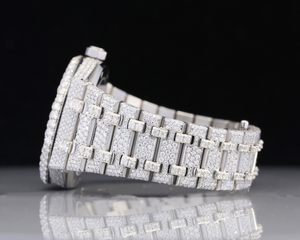 Montre analogique en cuir sport avec cadran en verre, sertie de diamants de laboratoire de haute qualité, bijoux hip-hop, luxe, bling, vente en gros - Product Image 3