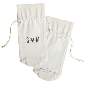 กระเป๋าผ้าแคนวาสลายโมโนแกรมคู่รักสำหรับใส่ไวน์เพื่อมอบเป็นของขวัญ - Product Image 2