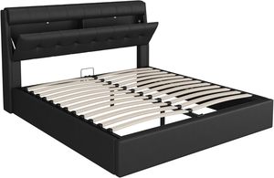 Marco de cama tapizado de madera tamaño king de lujo moderno personalizable con muebles de dormitorio de cuero PU para uso doméstico - Product Image 2