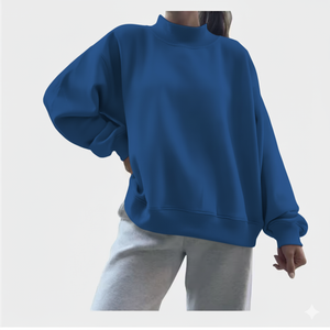 Sudadera de Cuello Alto Reversible con Logotipo Personalizado del Fabricante, Sudadera Holgada de Manga Larga para Mujer - Product Image 2