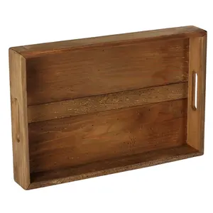 Acacia <b>Wood</b> Serving <b>Tray</b> round Decorative Ottoman <b>Tray</b> with Handles for Living Room Coffee <b>Table</b> Breakfast etc - Product Image 2